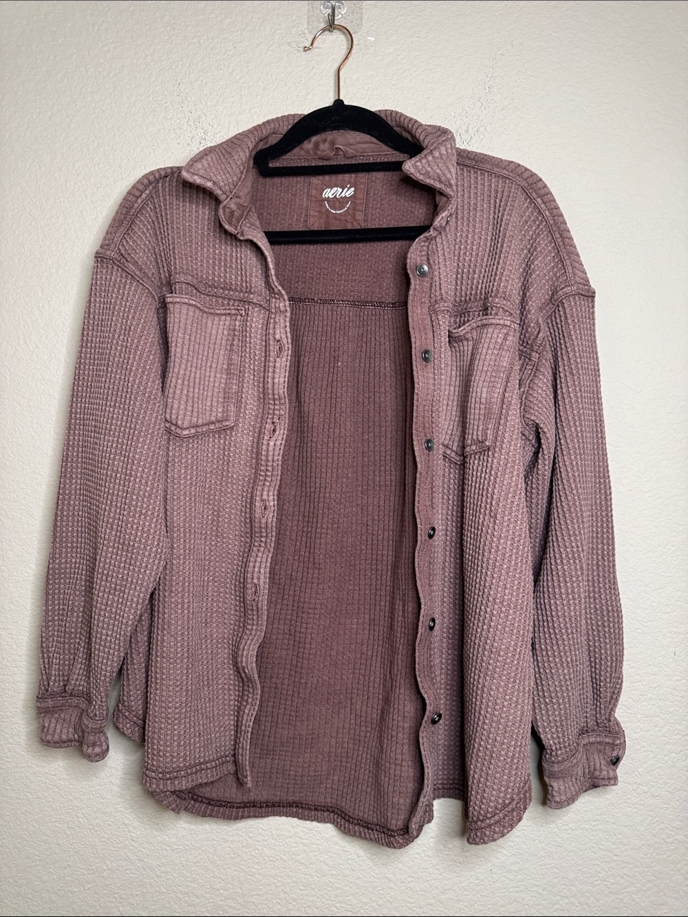 aerie Lightweight Waffle Shacket Size Small